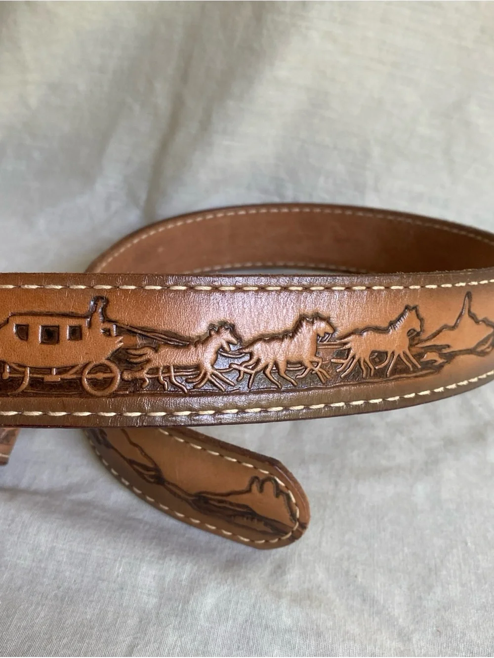Shyanne Brown Tooled Leather Stagecoach/Western Belt Unisex -28”